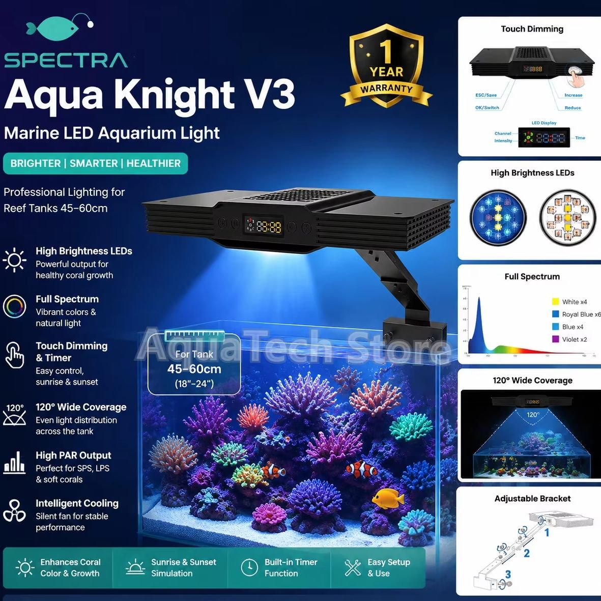 Marine Aquarium Reef - Spectra Aqua Knight V3 75W Programable